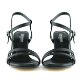 Roseline Siyah Saten Önü Arkası Açık Bantlı Tokalı Kadeh Topuklu Abiye Ayakkabı