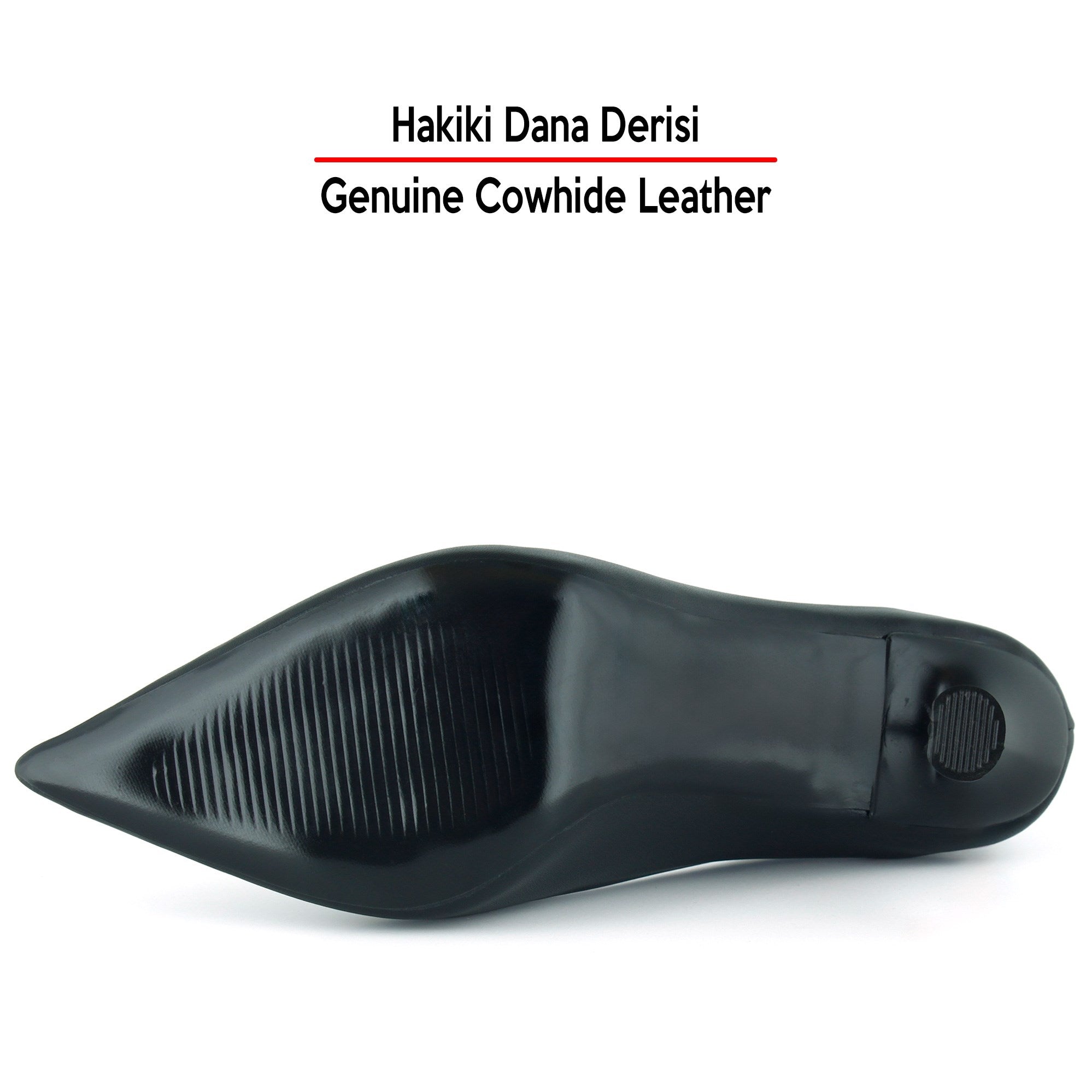 Suzanna Siyah Hakiki Dana Derisi Sivri Burun Klasik İnce Topuklu Ayakkabı