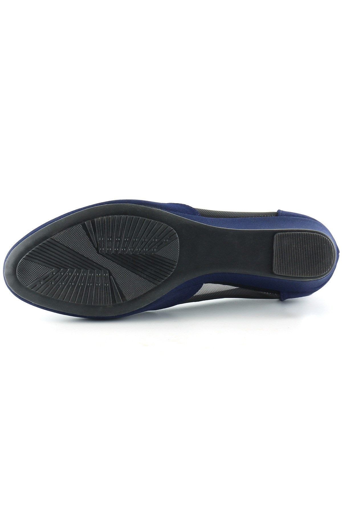 Evelyn Lacivert Krep Fileli Dolgu Topuklu Ayakkabı