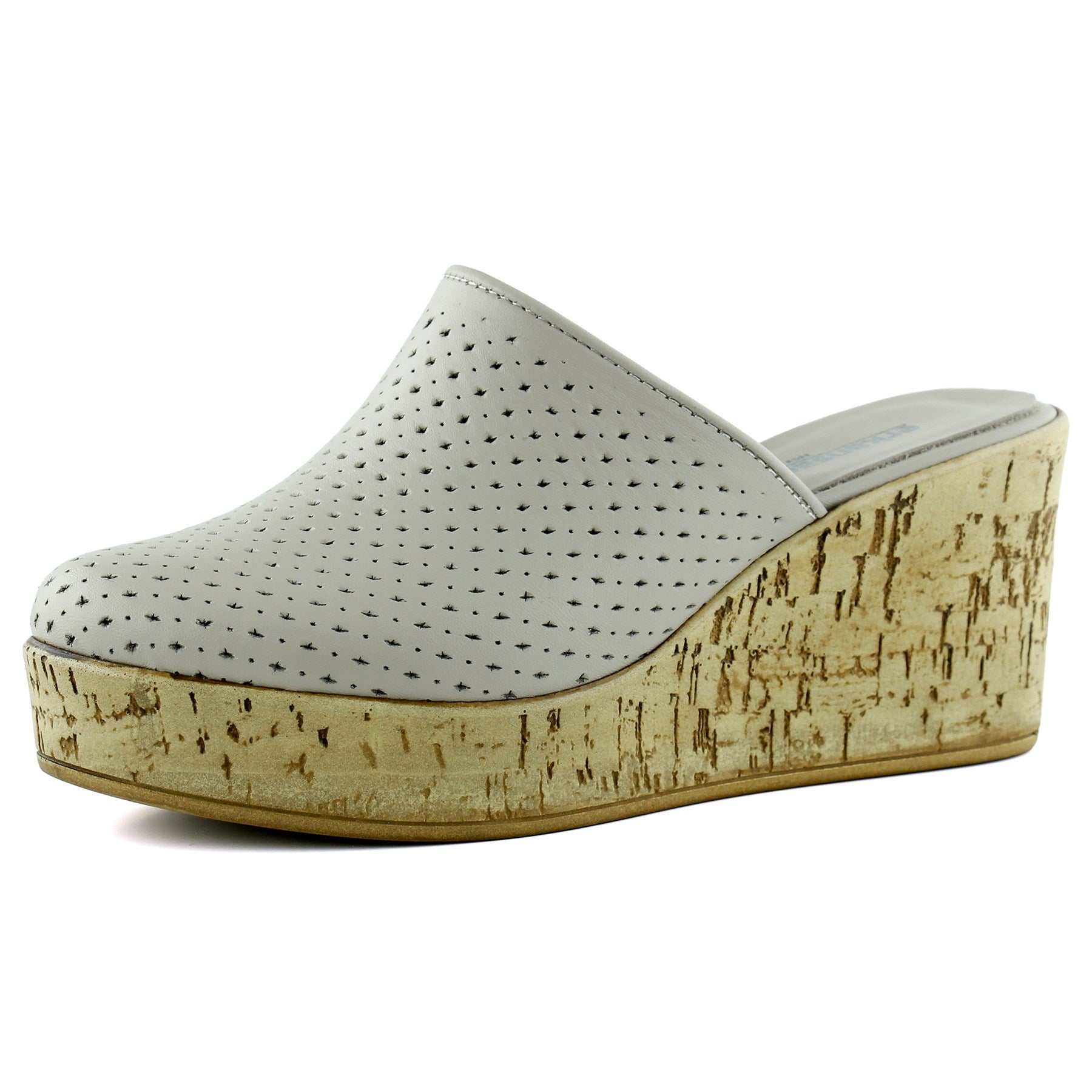 Aria Vizon Hakiki Dana Derisi Önü Kapalı Mantar Taban Görünümlü Dolgu Topuklu Terlik