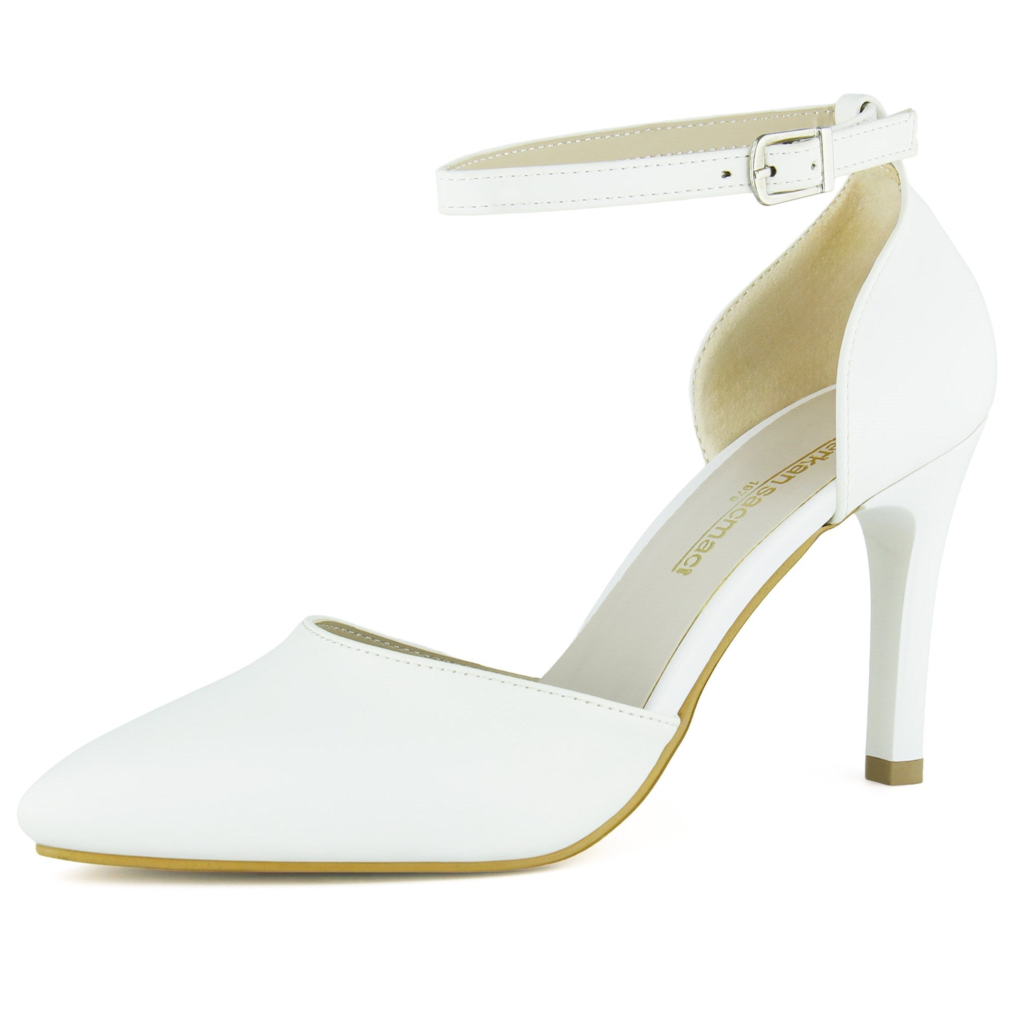 Sindy Beyaz Vegan Bantlı İnce Topuklu Stiletto Gelin Ayakkabısı