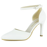 Sindy Beyaz Vegan Bantlı İnce Topuklu Stiletto Gelin Ayakkabısı