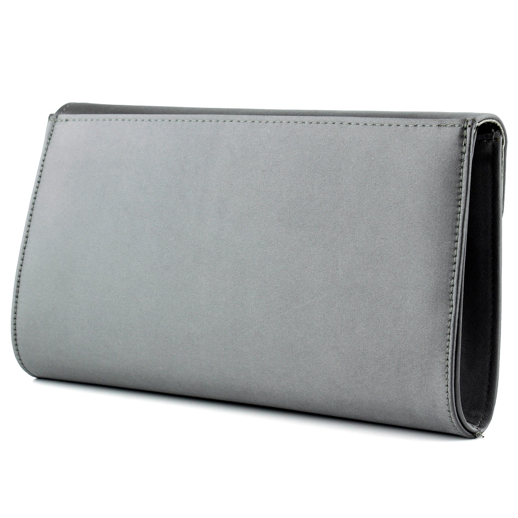 (ES0017AC) Antrasit Saten Zincir Askılı Manyetik Kapaklı İç Cepli Zarif Abiye El Çantası