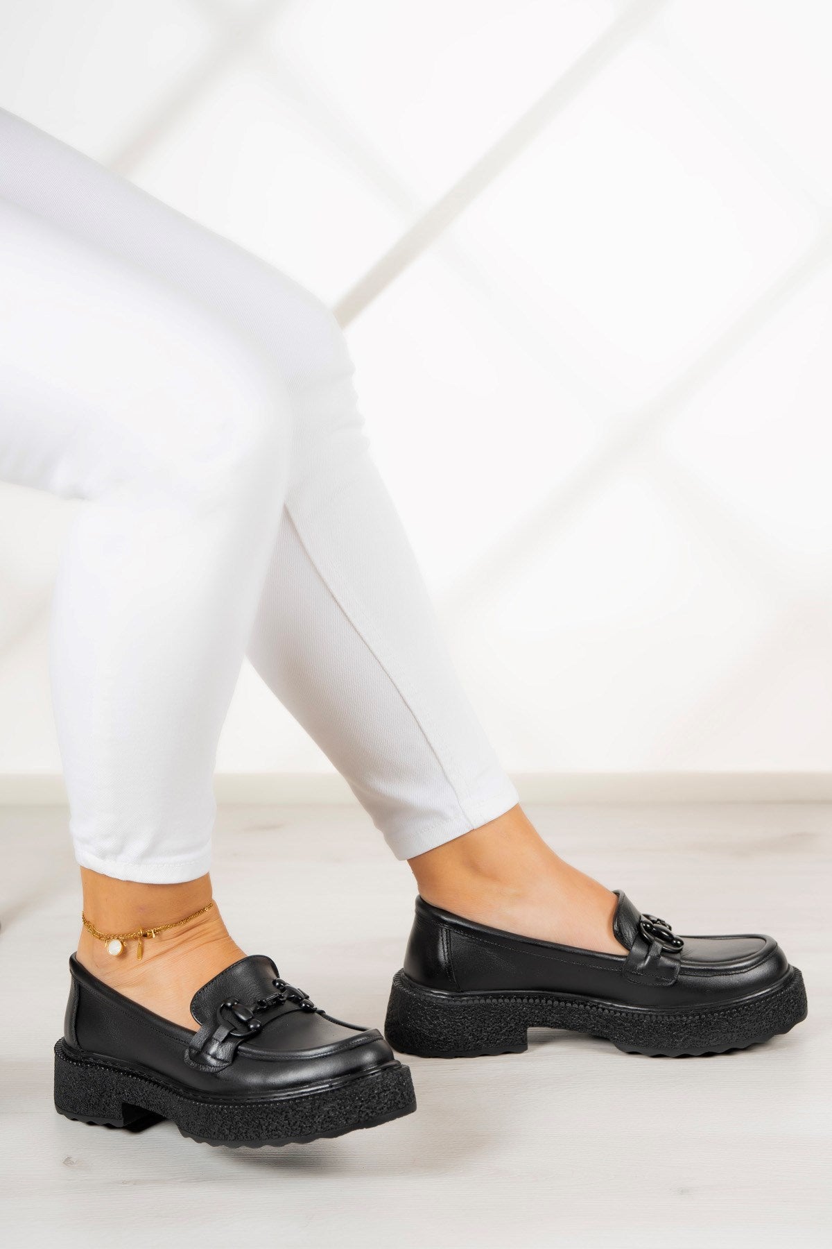 Allison Siyah Hakiki Deri Loafer Ayakkabı