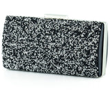 Siyah Saten Kristal Granül Taşlı Metal Saplı Abiye El Çantası ( ES0013AC )