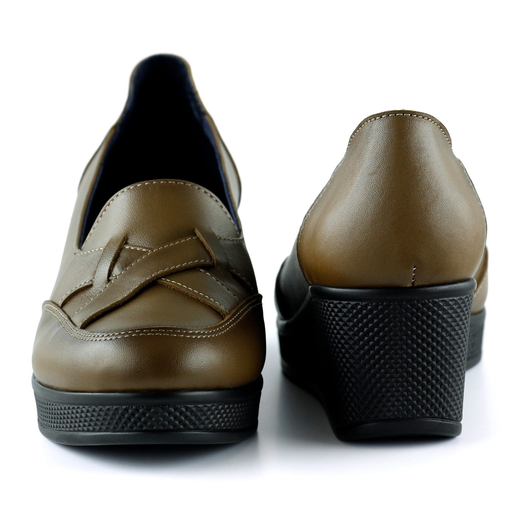 Shay Kahverengi Hakiki Deri Çapraz Bant Detaylı Dolgu Topuklu Günlük Ayakkabı