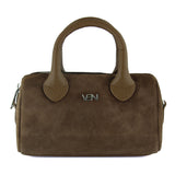 (VSN5019OC) Açık Kahve Hakiki Dana Süet Fermuarlı Askılı İç Cepli Küçük Boy Günlük Omuz Çantası