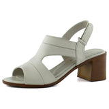 Kanne Vizon Hakiki Dana Derisi Cırt Bantlı Kalın Topuklu Rahat Günlük Sandalet