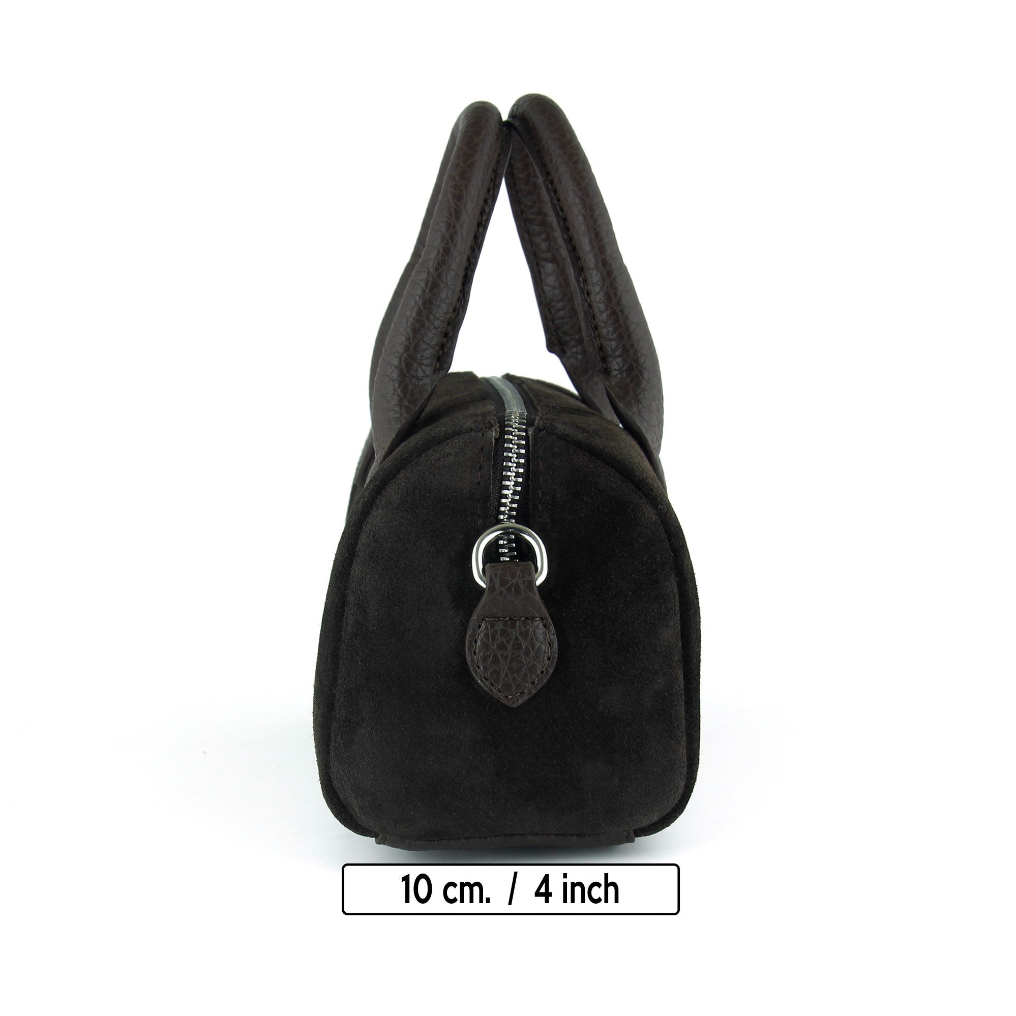 (VSN5019OC) Kahve Hakiki Dana Süet Fermuarlı Askılı İç Cepli Küçük Boy Günlük Omuz Çantası