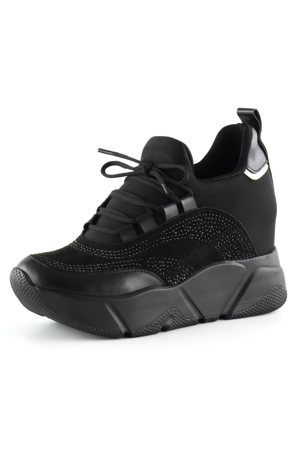 Eleanor Siyah Süet Streç Gizli Dolgu Günlük Ayakkabı