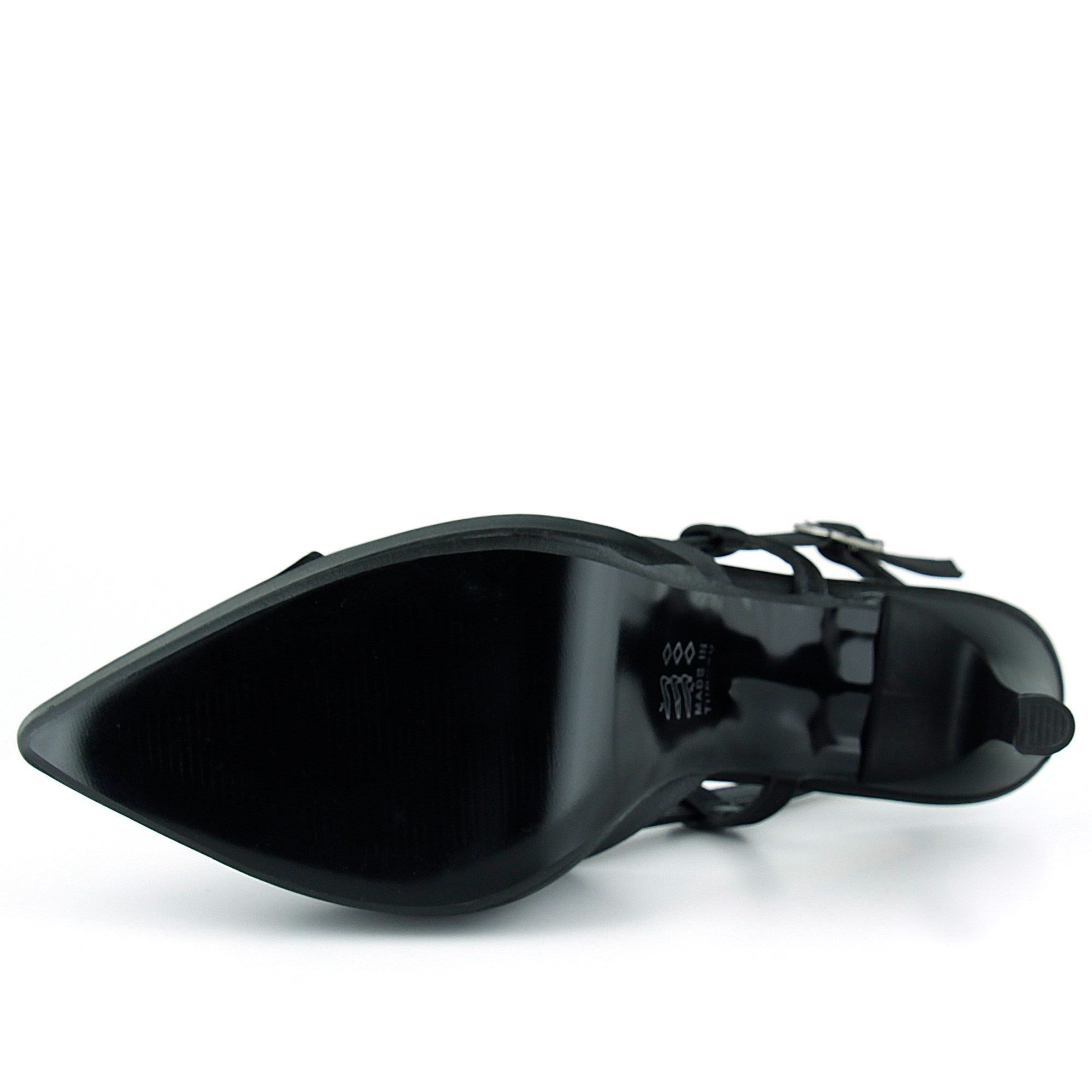 Sabrina Siyah Soft Vegan Bantlı Sivri Burun İnce Platform Topuklu Ayakkabı