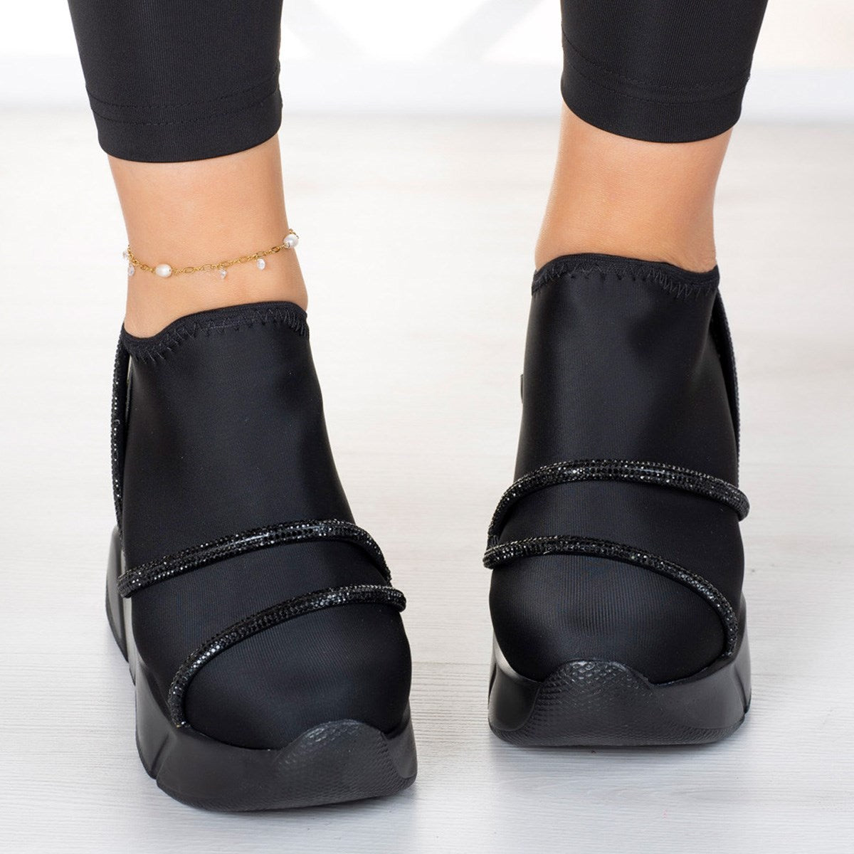 Barbara Siyah Streç Gizli Dolgu Günlük Ayakkabı