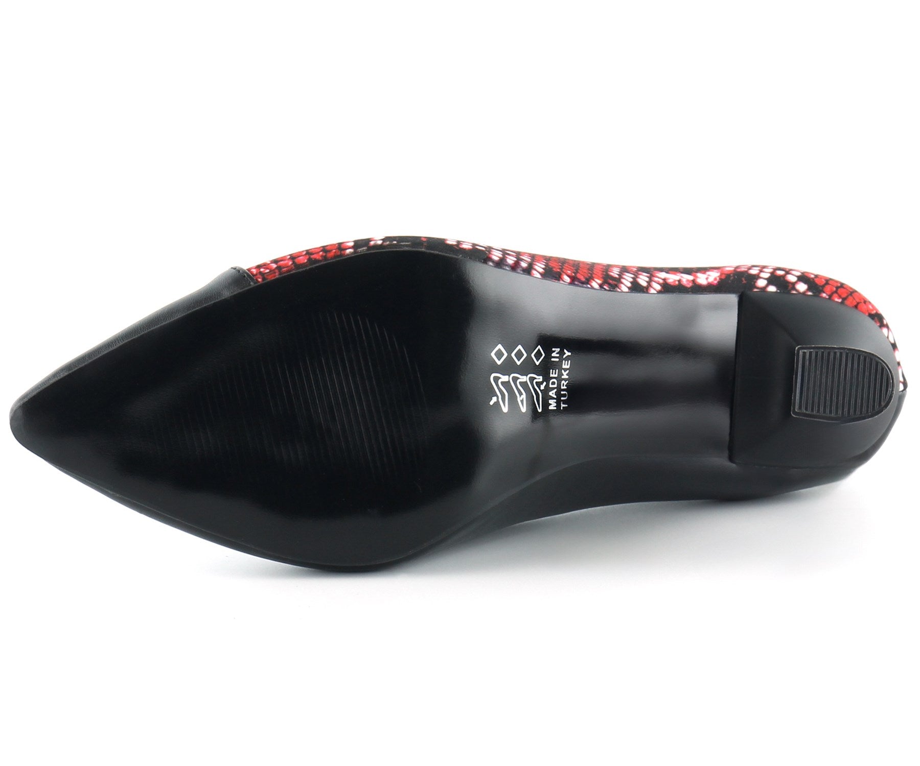 Jatqılı Plus Kırmızı Yılan İnce Kadeh Topuklu Klasik Ayakkabı