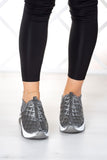 Cleopatra Gri Baklava Desenli Taşlı Sneaker