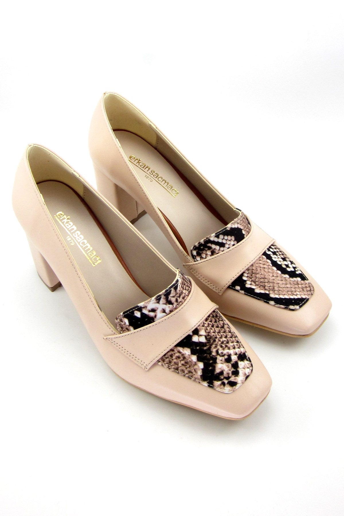 Della Ten Yılan Kalın Topuklu Ayakkabı