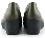 Daisy Haki Hakiki Deri Dolgu Topuklu Günlük Ayakkabı