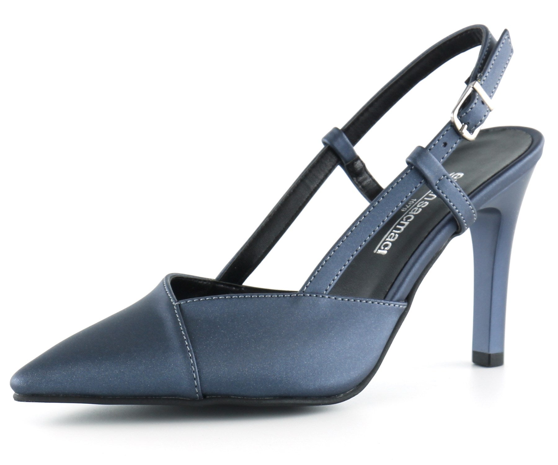 Sacha Lacivert Saten Arkası Açık Abiye Stiletto