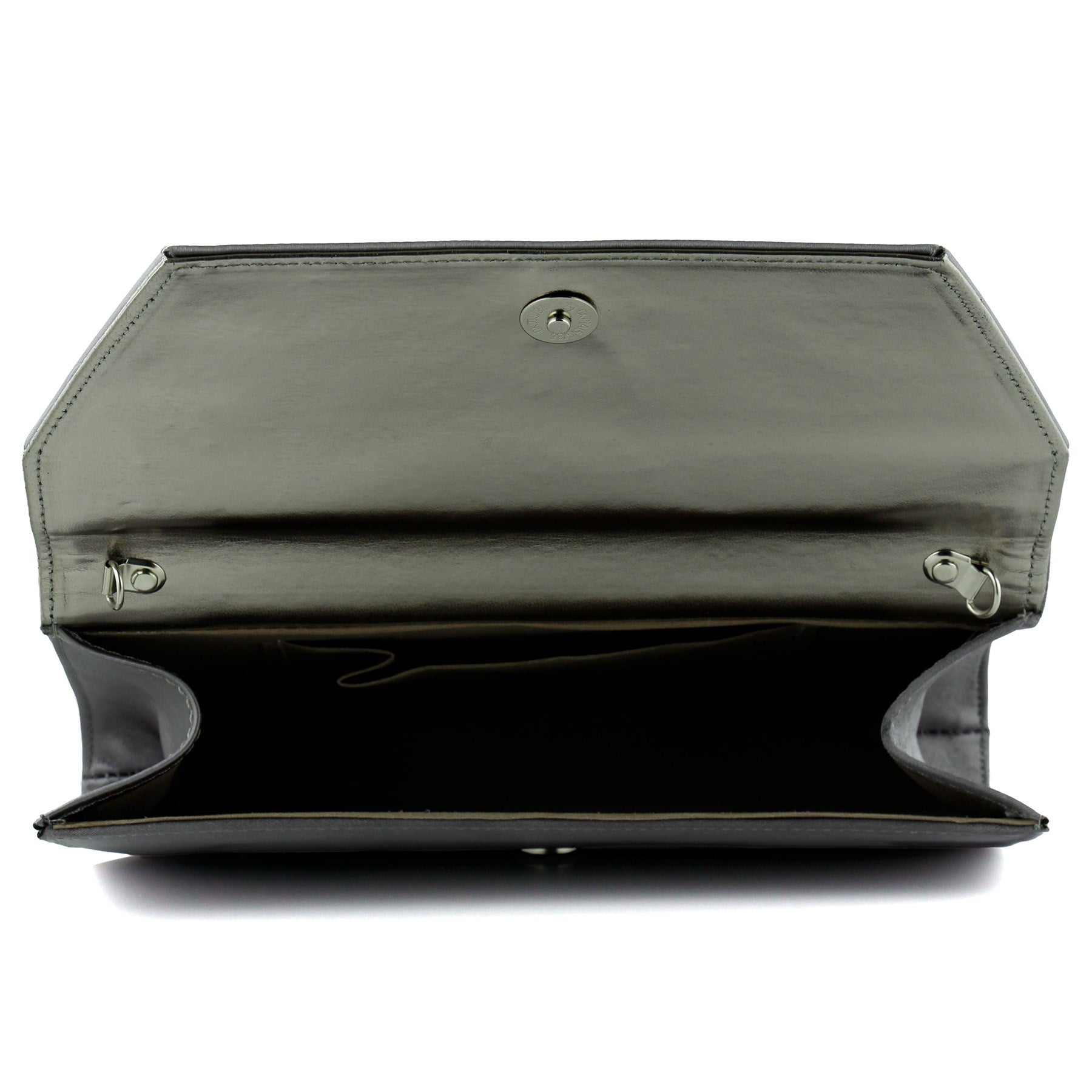 (ES0017AC) Antrasit Saten Zincir Askılı Manyetik Kapaklı İç Cepli Zarif Abiye El Çantası