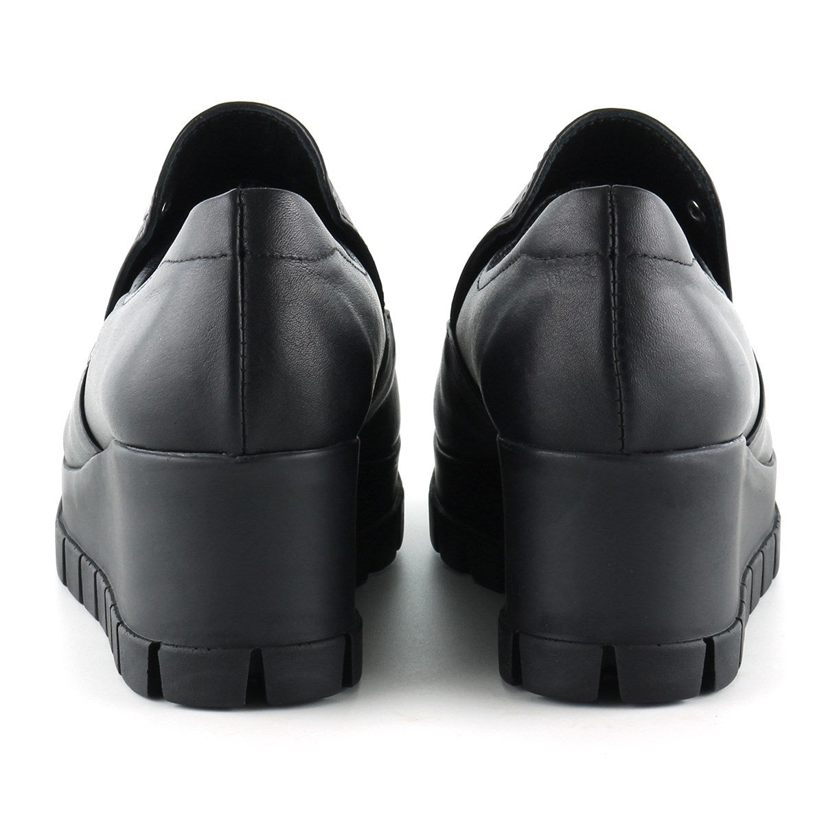 Gloria Siyah Hakiki Deri Dolgu Topuklu Günlük Ayakkabı