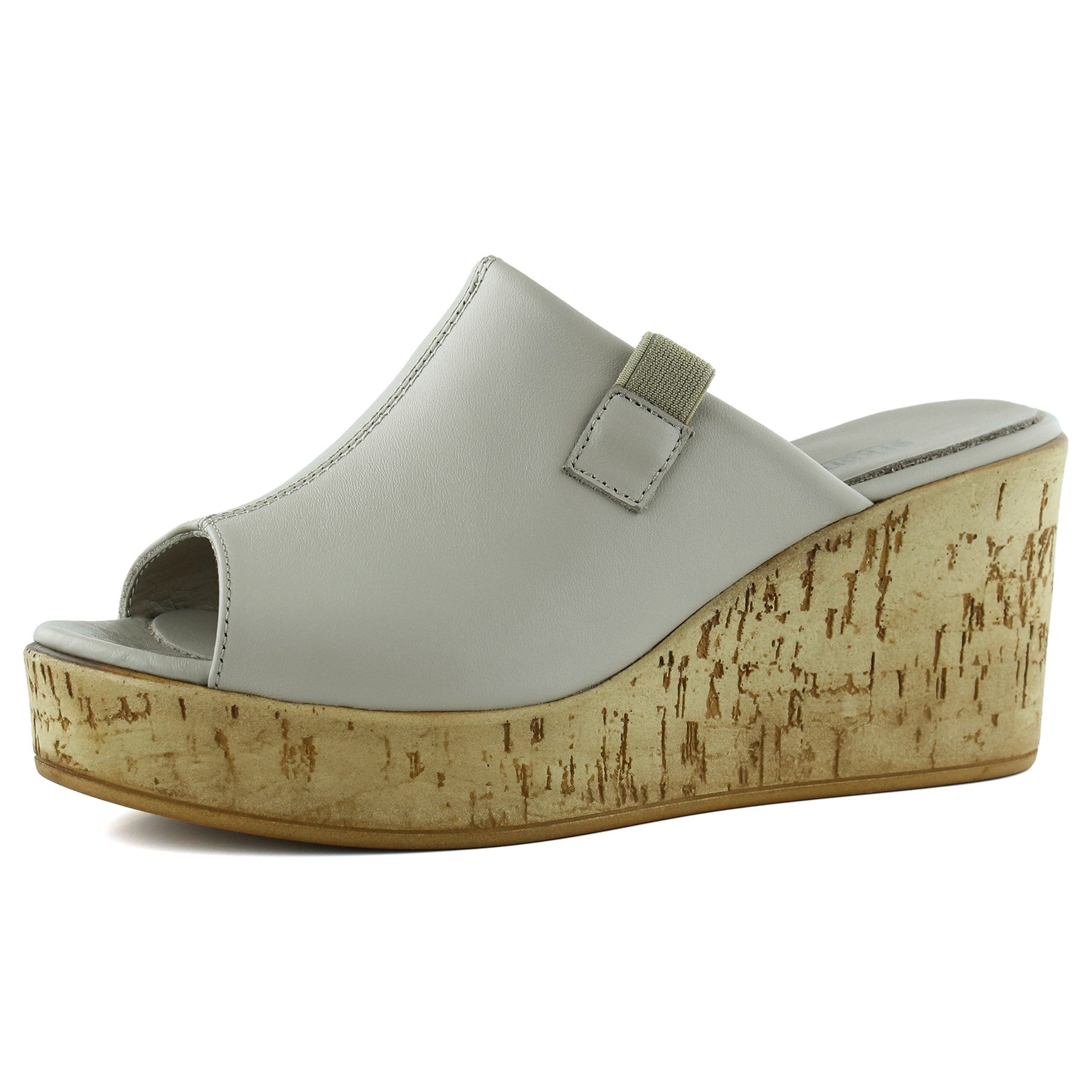 Fitoria Vizon Hakiki Dana Derisi Önü Açık Mantar Taban Görünümlü Dolgu Topuklu Terlik