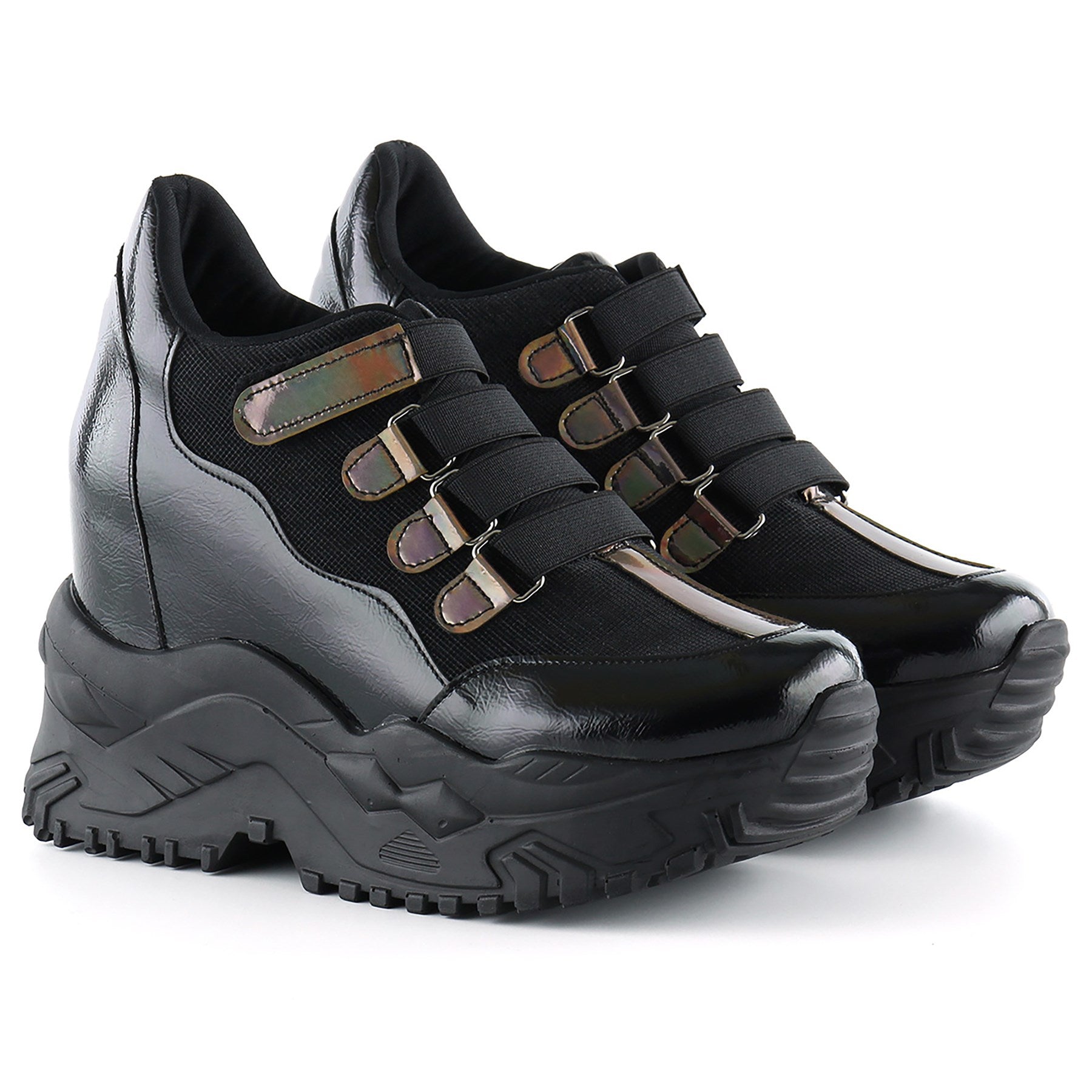 Alexandria Siyah Simli Gizli Dolgu Topuklu Cırt Bantlı Günlük Ayakkabı