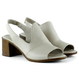 Emilia Vizon Hakiki Dana Derisi Arkası Açık Lastik Bantlı Kalın Topuklu Rahat Günlük Sandalet