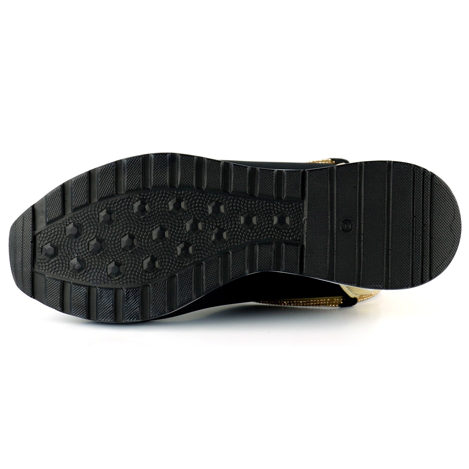 Ellie Altın Streç Zincirli Taşlı Tokalı Metal Detaylı Dolgu Topuklu Günlük Ayakkabı