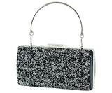 Siyah Saten Kristal Granül Taşlı Metal Saplı Abiye El Çantası ( ES0013AC )