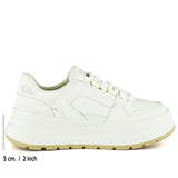 [261-BDL20005] Beyaz Vegan Bağcıklı Yuvarlak Burun Flatform Taban Günlük Sneaker Spor Ayakkabı