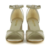 Charlotte Ten Vegan Çapraz Bantlı Fileli Kalın Topuklu Zarif Abiye Ayakkabı