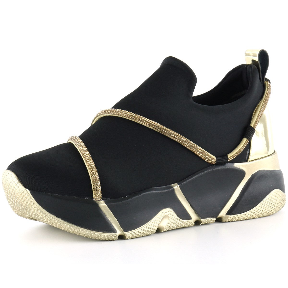 Barbara Altın Streç Taşlı Sneaker