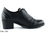 Brittany Siyah Hakiki Deri Fermuarlı Kalın Topuklu Günlük Ayakkabı