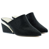 Silvia Siyah Taşlı Metal Topuk Detaylı Abiye Terlik