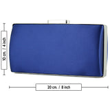 (ES0022AC) Lacivert Saten Damla Kristal Taşlı Metal Saplı Zincirli Abiye El Çantası