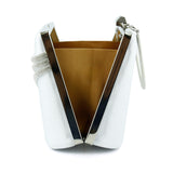 (ES0016AC) Gümüş Saten Kristal Taşlı Metal Saplı Zincir Askılı Abiye Çanta