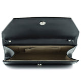 (ES0018AC) Siyah Zincir Askılı Manyetik Kapaklı İç Cepli Zarif Abiye El Çantası