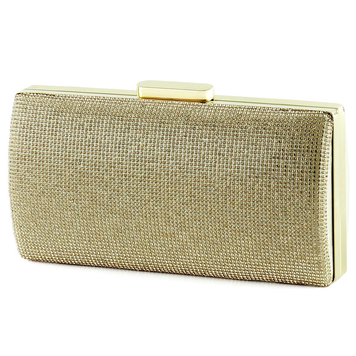 Altın Saten Kristal Taşlı Metal Saplı Abiye El Çantası ( ES0015AC )