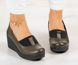 Daisy Haki Hakiki Deri Dolgu Topuklu Günlük Ayakkabı