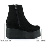 Chione Siyah Süet Kürk Astarlı Fermuarlı Yuvarlak Burun Gizli Dolgu Topuklu Bot