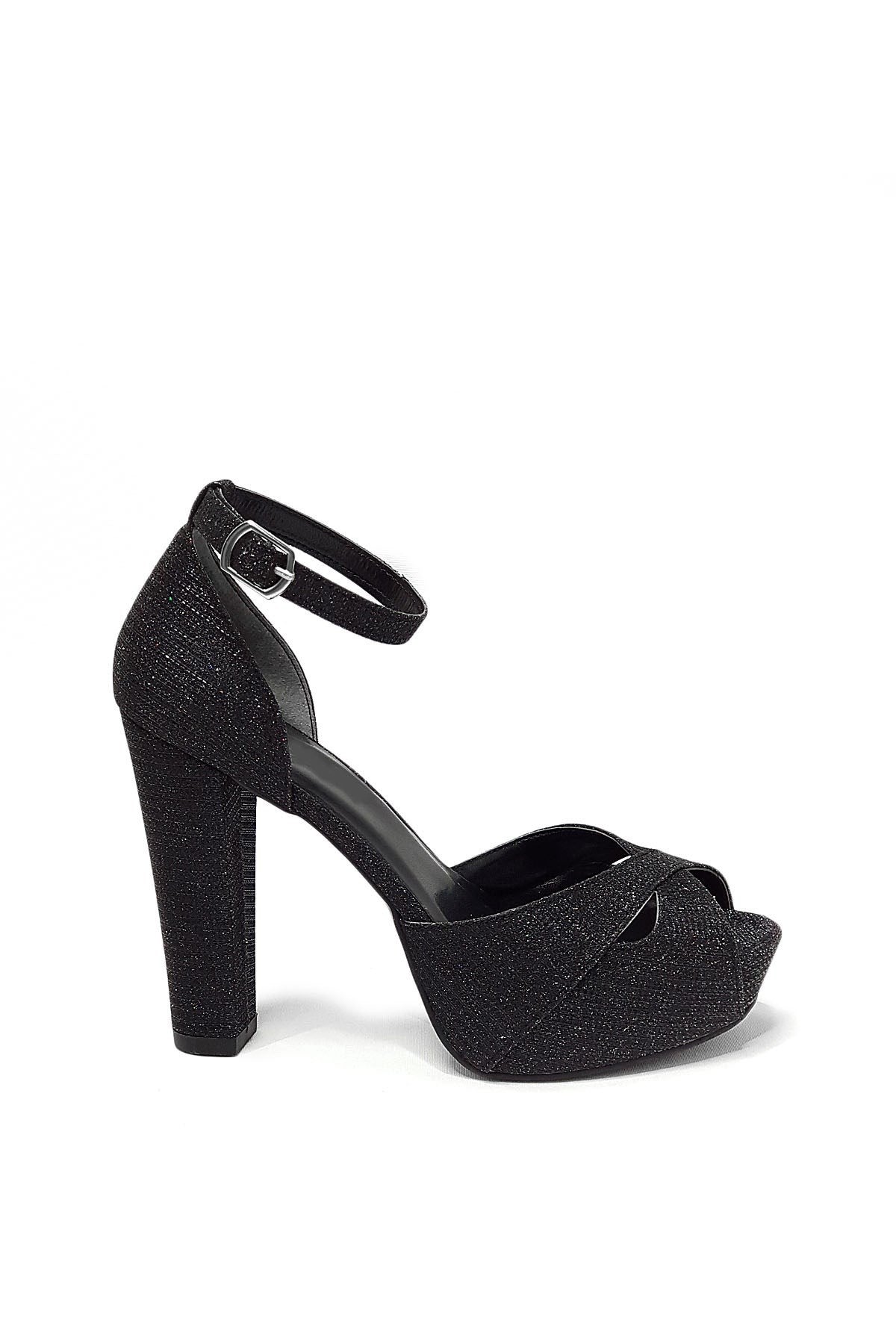 Beatriz Siyah Simli Platformlu Abiye Ayakkabı