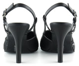 Sacha Siyah Yılan Arkası Açık Stiletto