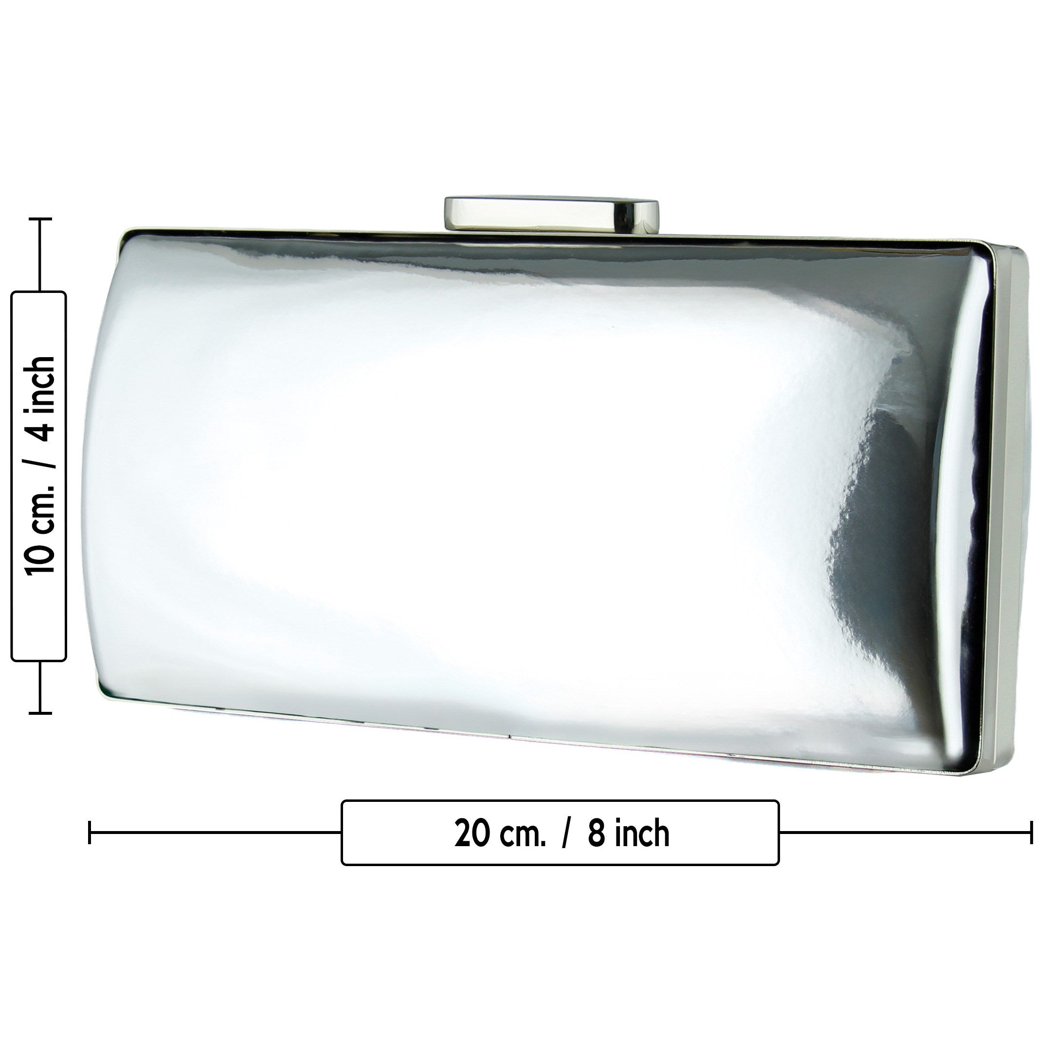 (ES0024AC) Gümüş Ayna Metal Saplı Zincirli Abiye El Çantası