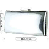 (ES0024AC) Gümüş Ayna Metal Saplı Zincirli Abiye El Çantası