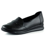 Mammina Siyah Hakiki Deri Çapraz Bant Detaylı Slip-On Günlük Ayakkabı