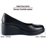 Mabel Siyah Hakiki Dana Derisi Dolgu Topuklu Günlük Ayakkabı