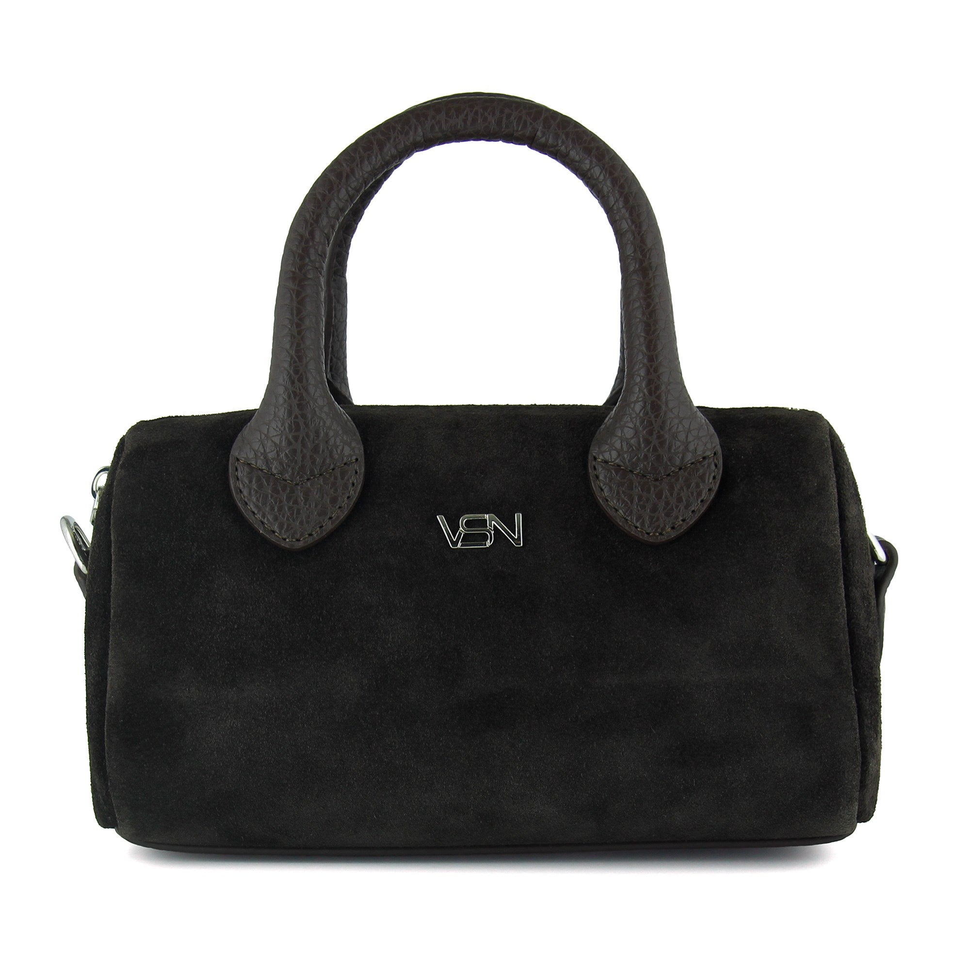 (VSN5019OC) Kahve Hakiki Dana Süet Fermuarlı Askılı İç Cepli Küçük Boy Günlük Omuz Çantası