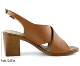 Soleil Taba Hakiki Dana Derisi Çapraz Bantlı Kalın Topuklu Rahat Günlük Sandalet