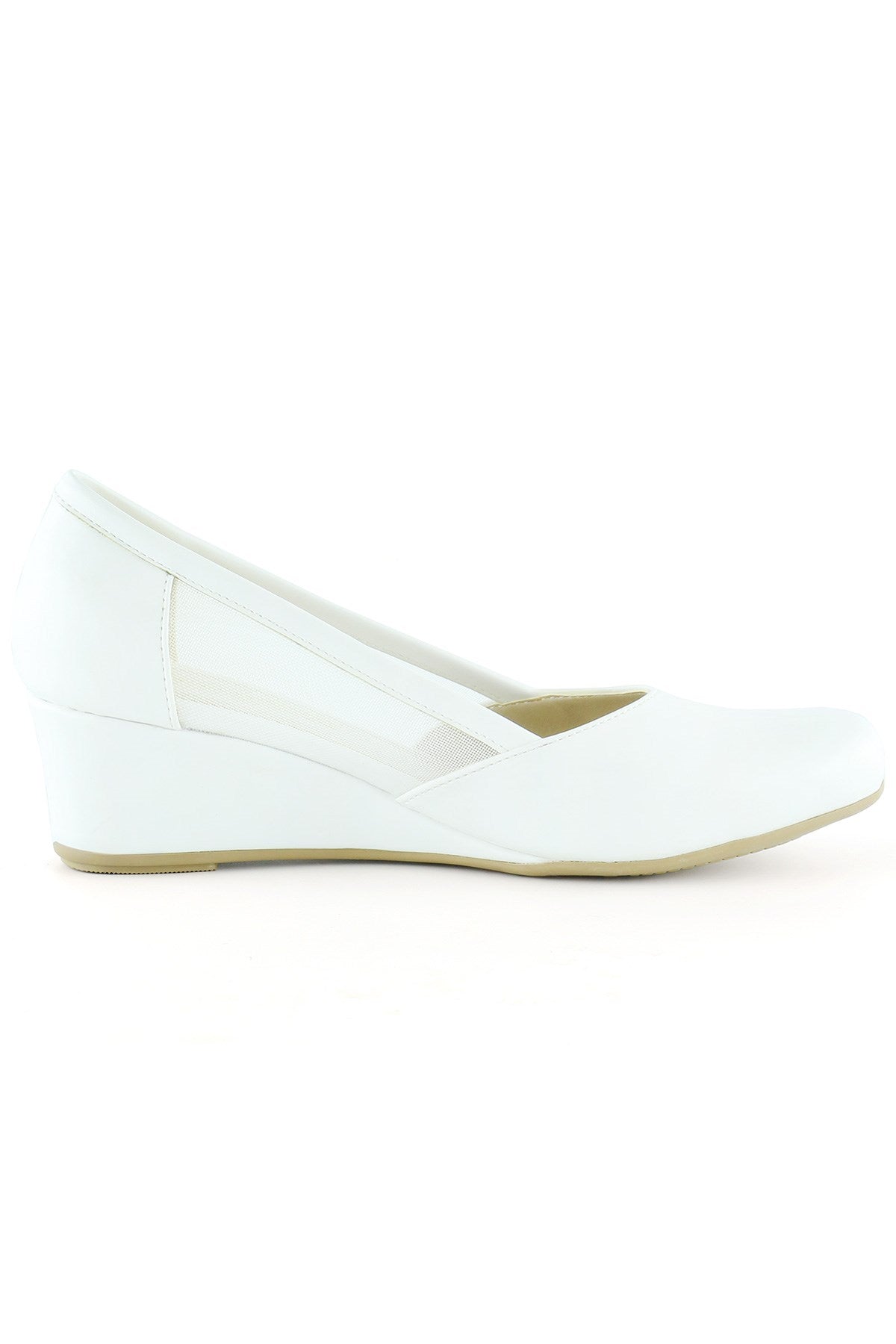 Evelyn Beyaz Fileli Dolgu Topuklu Ayakkabı