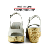 Heather Vizon Hakiki Dana Derisi Mantar Taban Görünümlü Dolgu Topuklu Slingback Sandalet