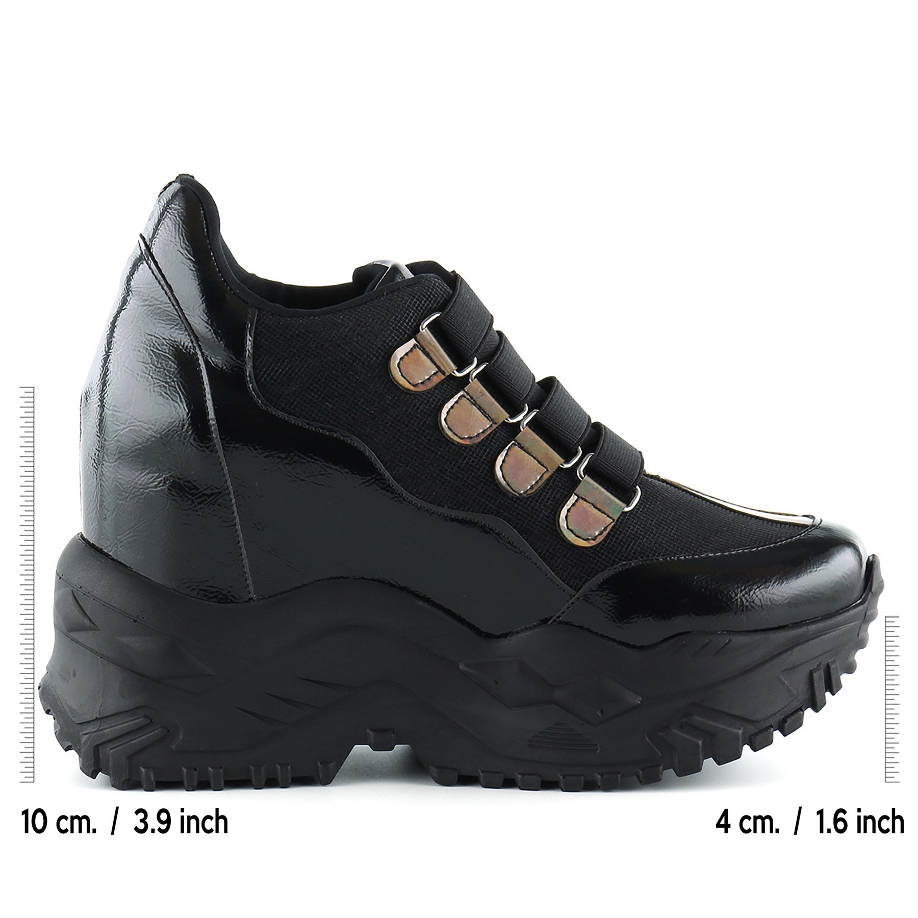 Alexandria Siyah Simli Gizli Dolgu Topuklu Cırt Bantlı Günlük Ayakkabı